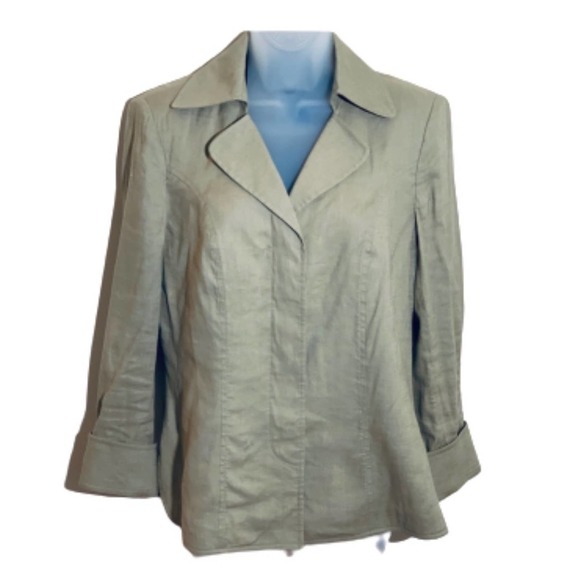 Ellen Tracy Jackets & Coats Ellen Tracy Womens Khaki Linen Jacket